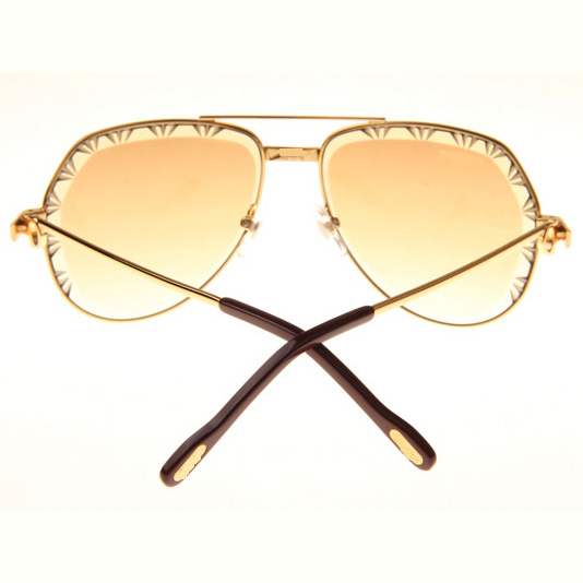 Cartier CT 1324912 Cut Lens Sunglasses In Gold Gradient Brown - DesignerGu