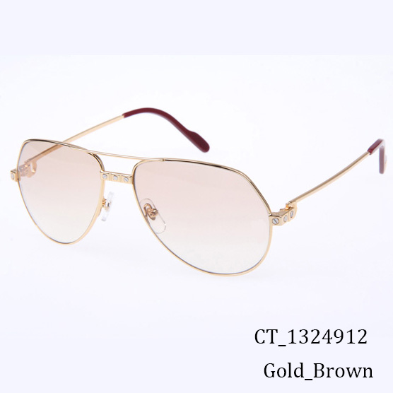 Cartier CT 1324912 Sunglasses In Gold Brown - DesignerGu