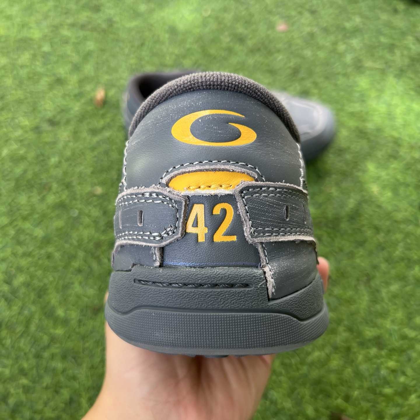 Balenciaga Hamptons Worn-Out Sneaker In Grey And Yellow Cowskin And Polyester - DesignerGu