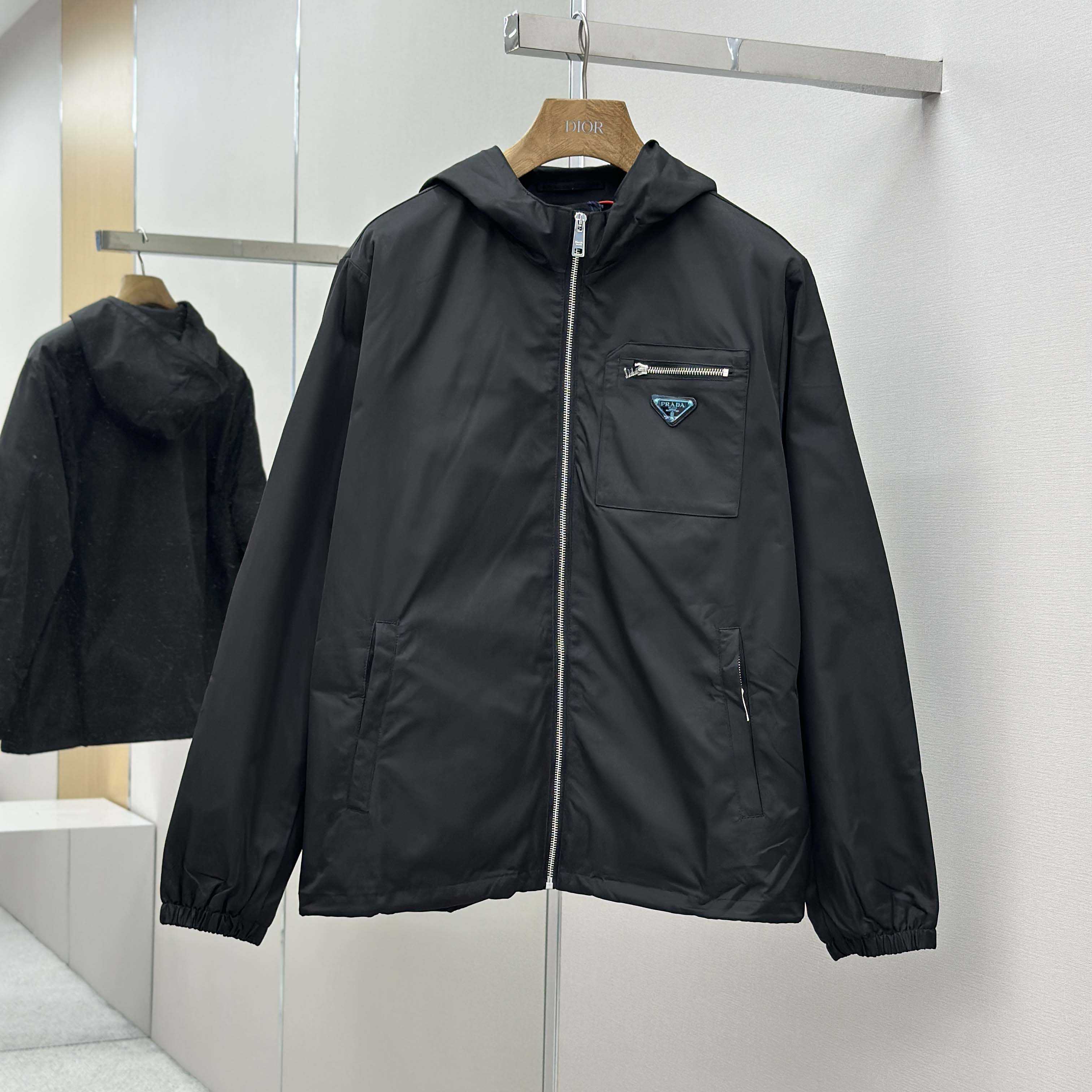 Prada Black Re-nylon Hooded Jacket - DesignerGu