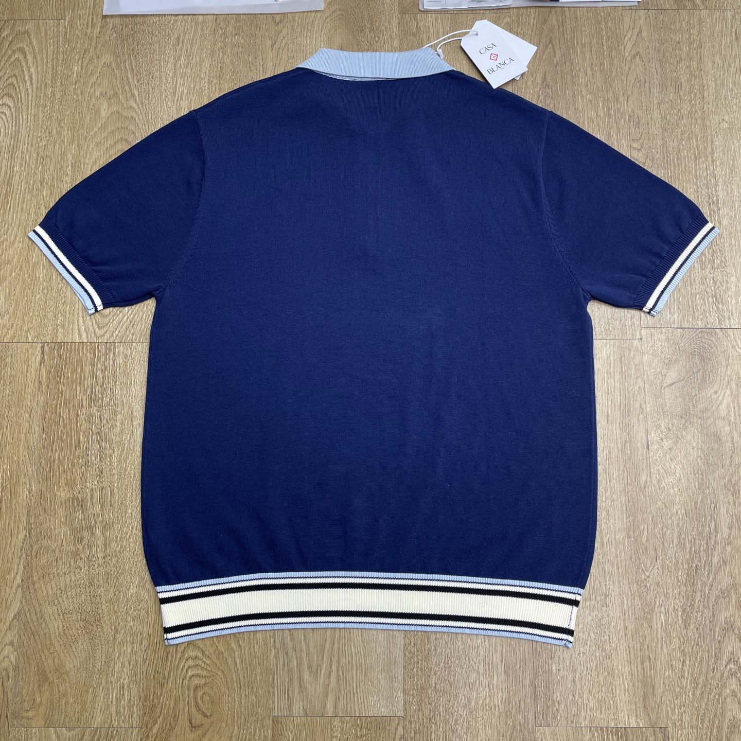 Casablanca Wool Knit Monogram Quarter-Zip Polo Shirt   D0099 - DesignerGu