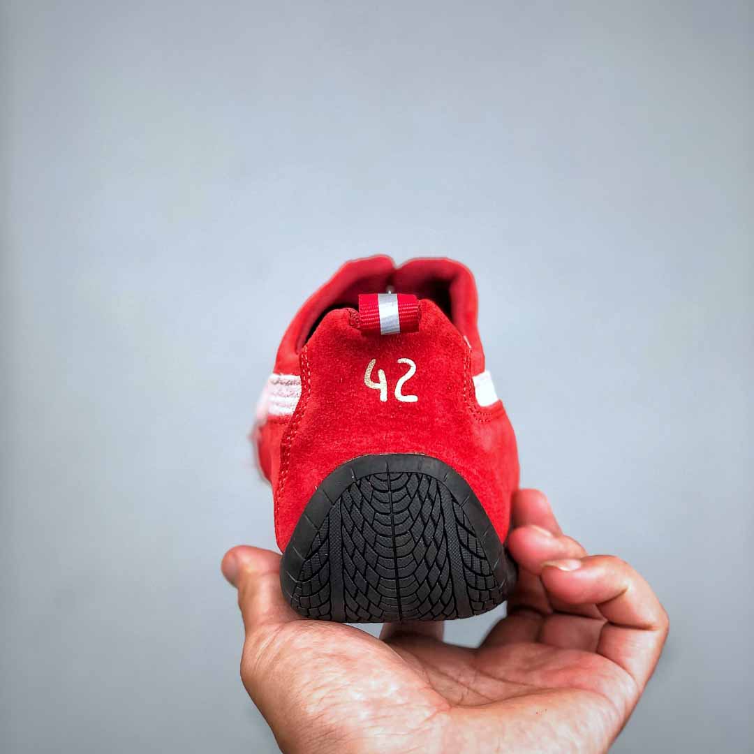 Balenciaga Speedcat Suede Balenciaga In Red, White And Black Distressed Suede Cowskin - DesignerGu