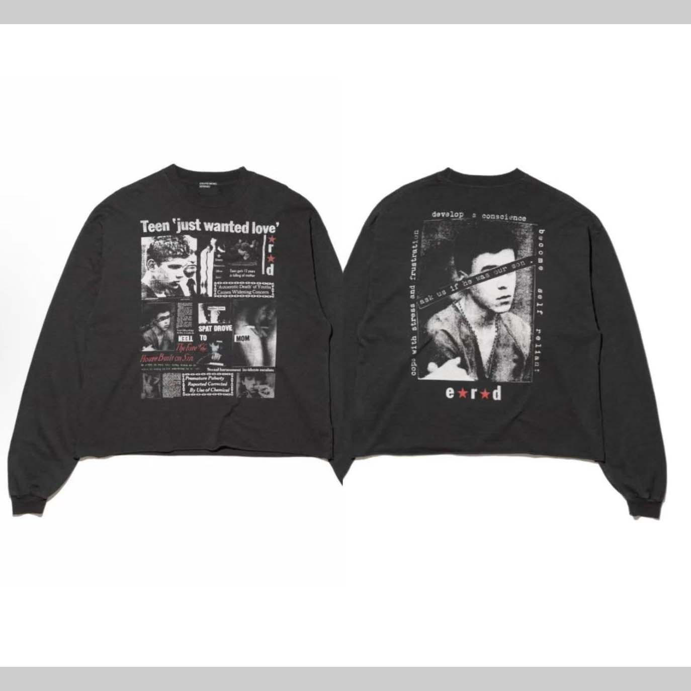 Enfants Riches Déprimés Teen Just Wanted Love Long-Sleeve T-Shirt 'Faded Black/Multicolor' - DesignerGu