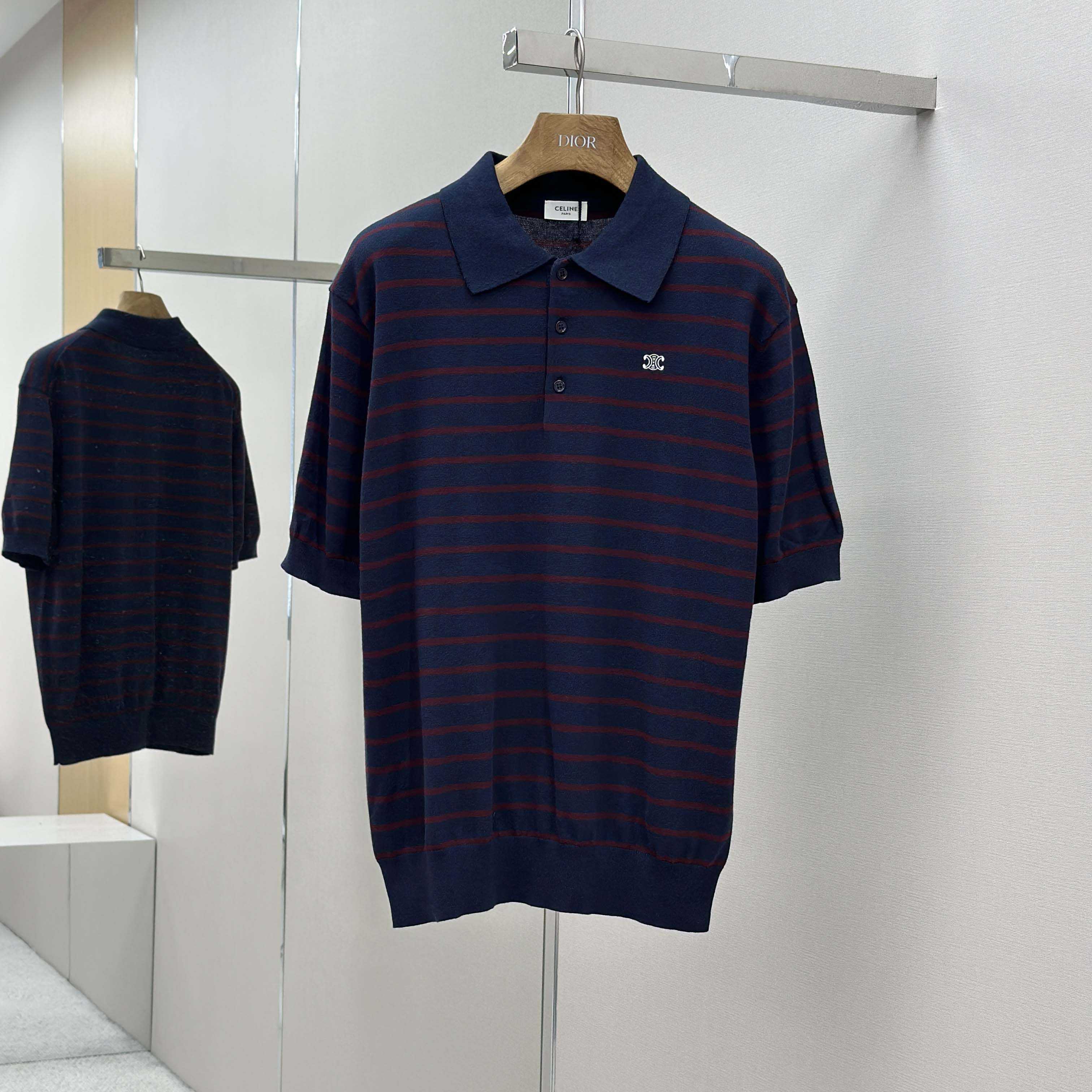 Celine Short-sleeved Polo Sweater In Fine Cotton - DesignerGu