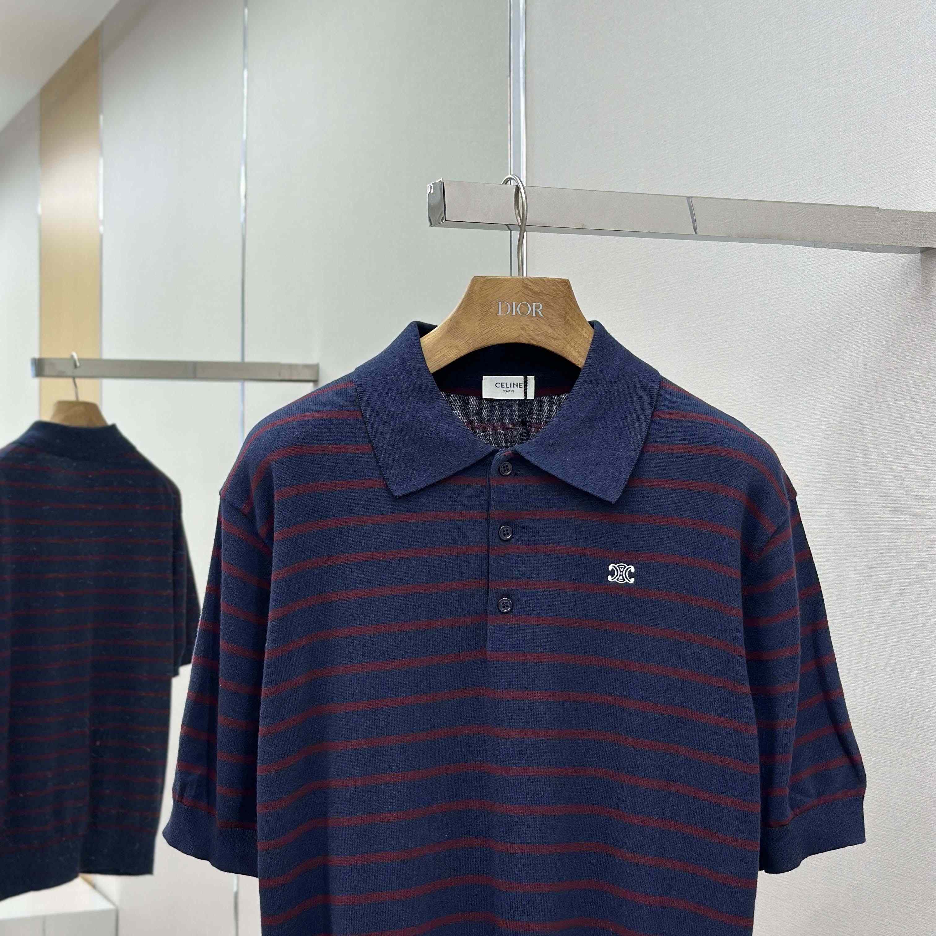 Celine Short-sleeved Polo Sweater In Fine Cotton - DesignerGu