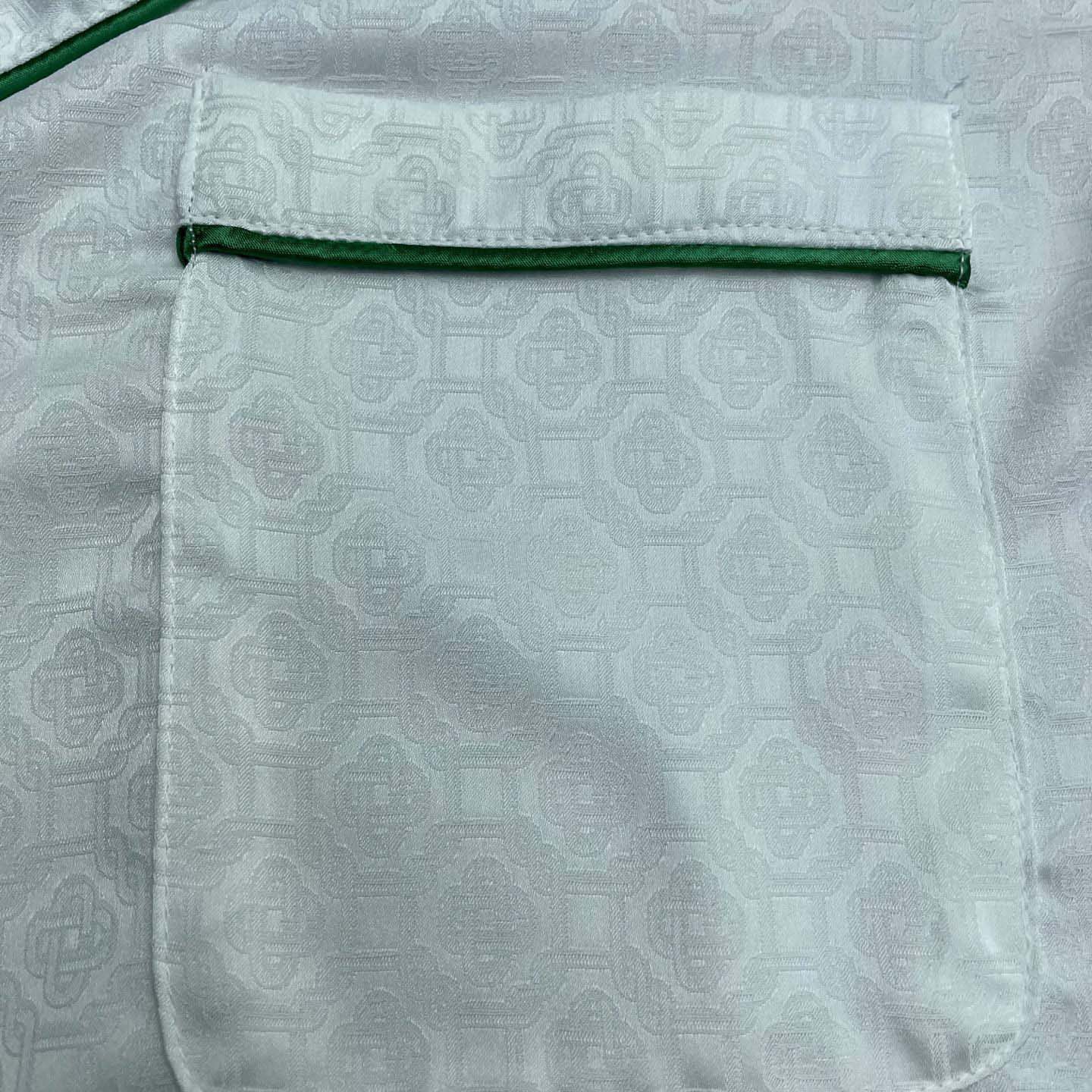 Casablanca Monogram Silk Twill Pajama Shirt In White   C1024 - DesignerGu
