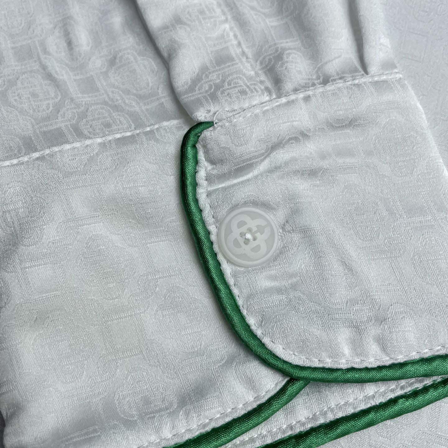 Casablanca Monogram Silk Twill Pajama Shirt In White   C1024 - DesignerGu