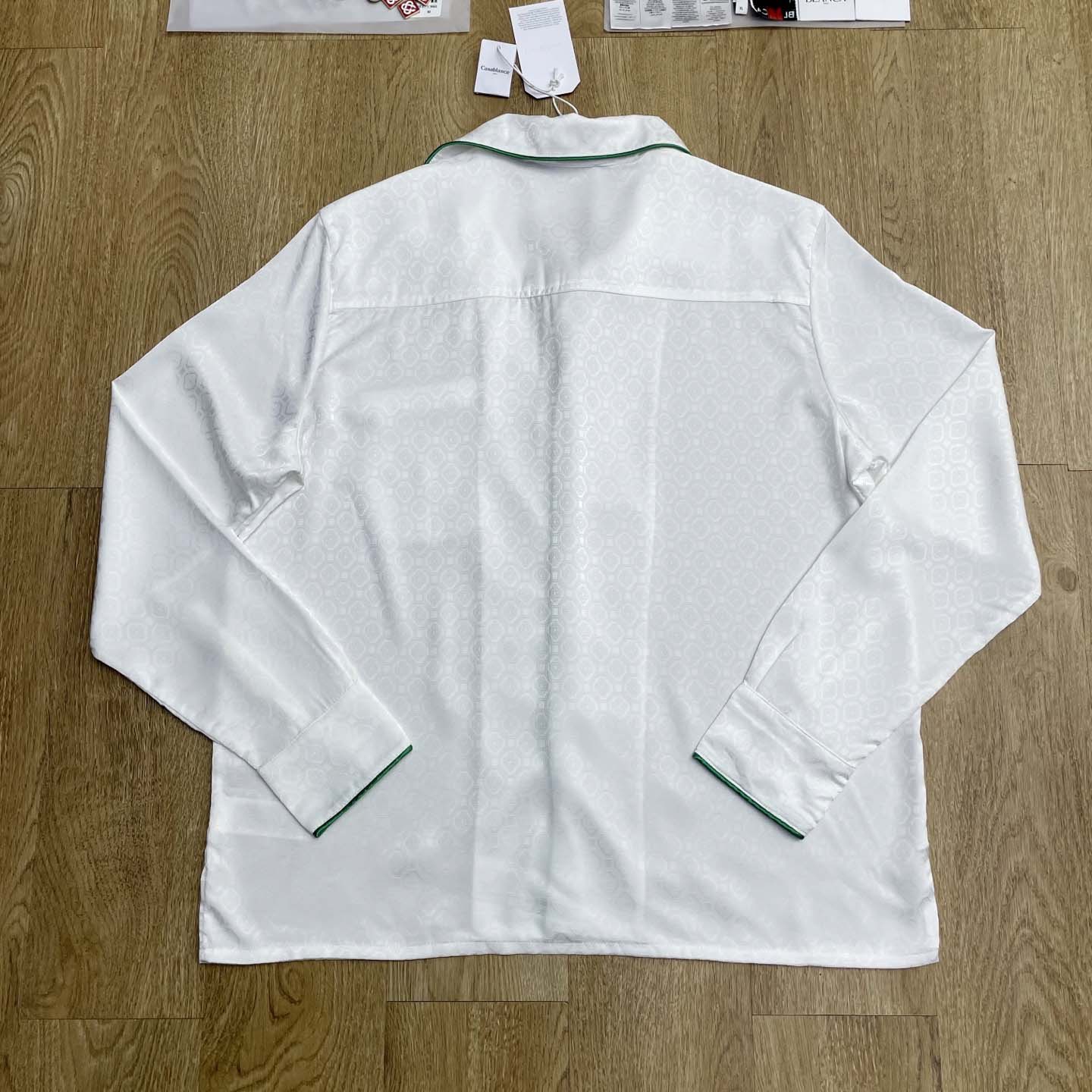 Casablanca Monogram Silk Twill Pajama Shirt In White   C1024 - DesignerGu