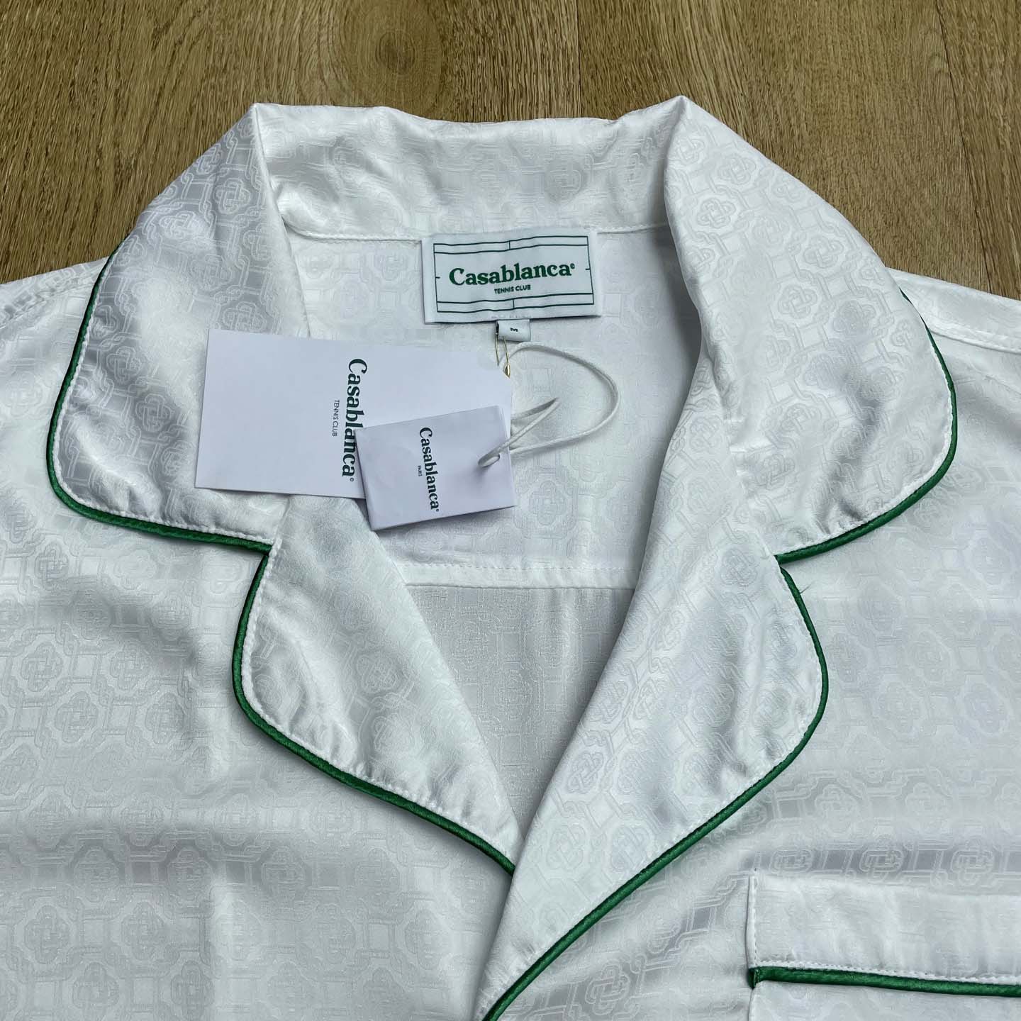 Casablanca Monogram Silk Twill Pajama Shirt In White   C1024 - DesignerGu