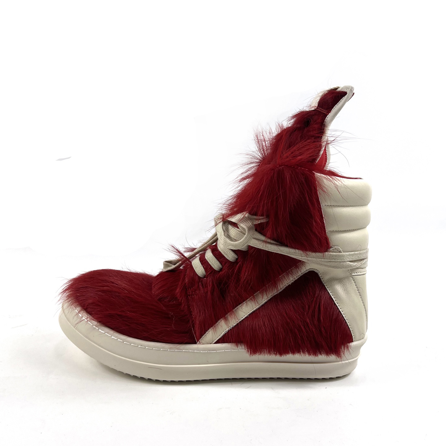 Rick Owens Red & Off-white Geobasket Sneakers - DesignerGu