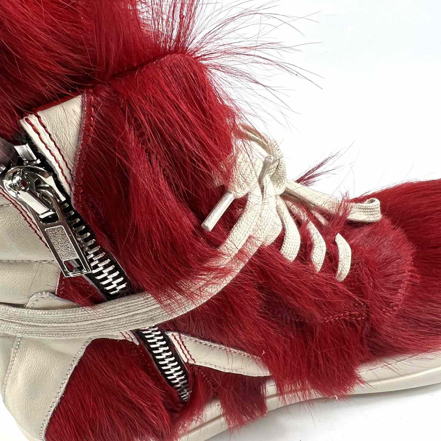 Rick Owens Red & Off-white Geobasket Sneakers - DesignerGu