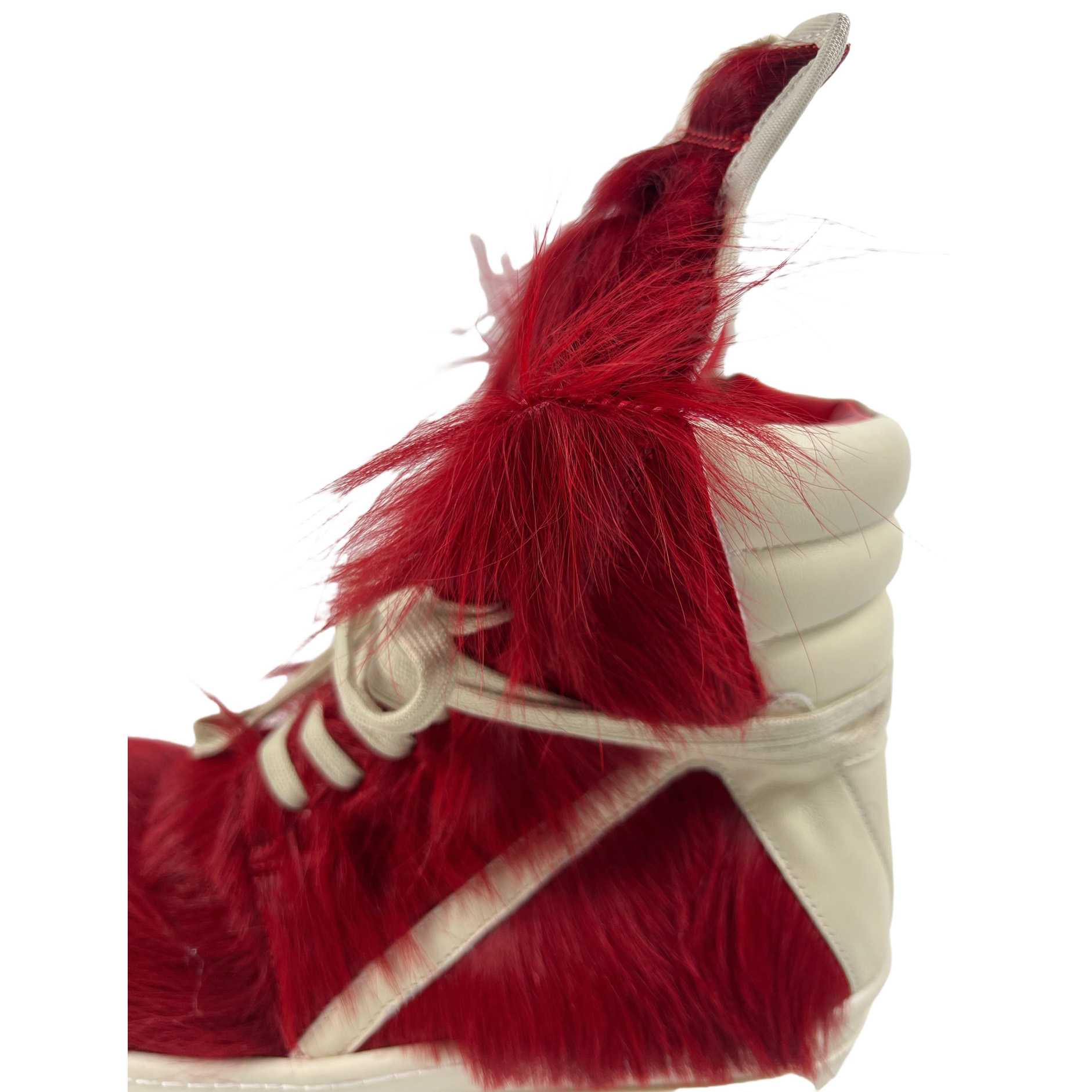 Rick Owens Red & Off-white Geobasket Sneakers - DesignerGu