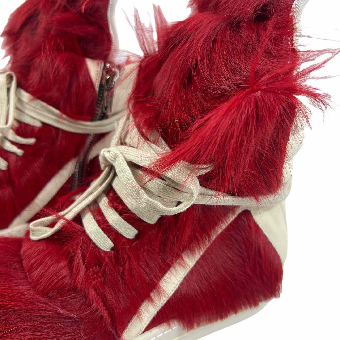 Rick Owens Red & Off-white Geobasket Sneakers - DesignerGu