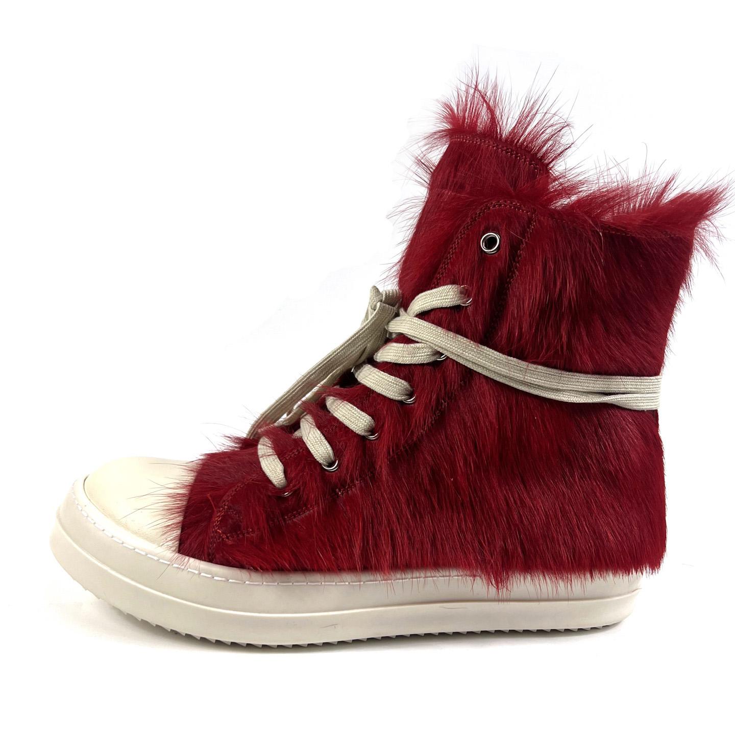 Rick Owens Pony Hair High-top Sneakers - DesignerGu