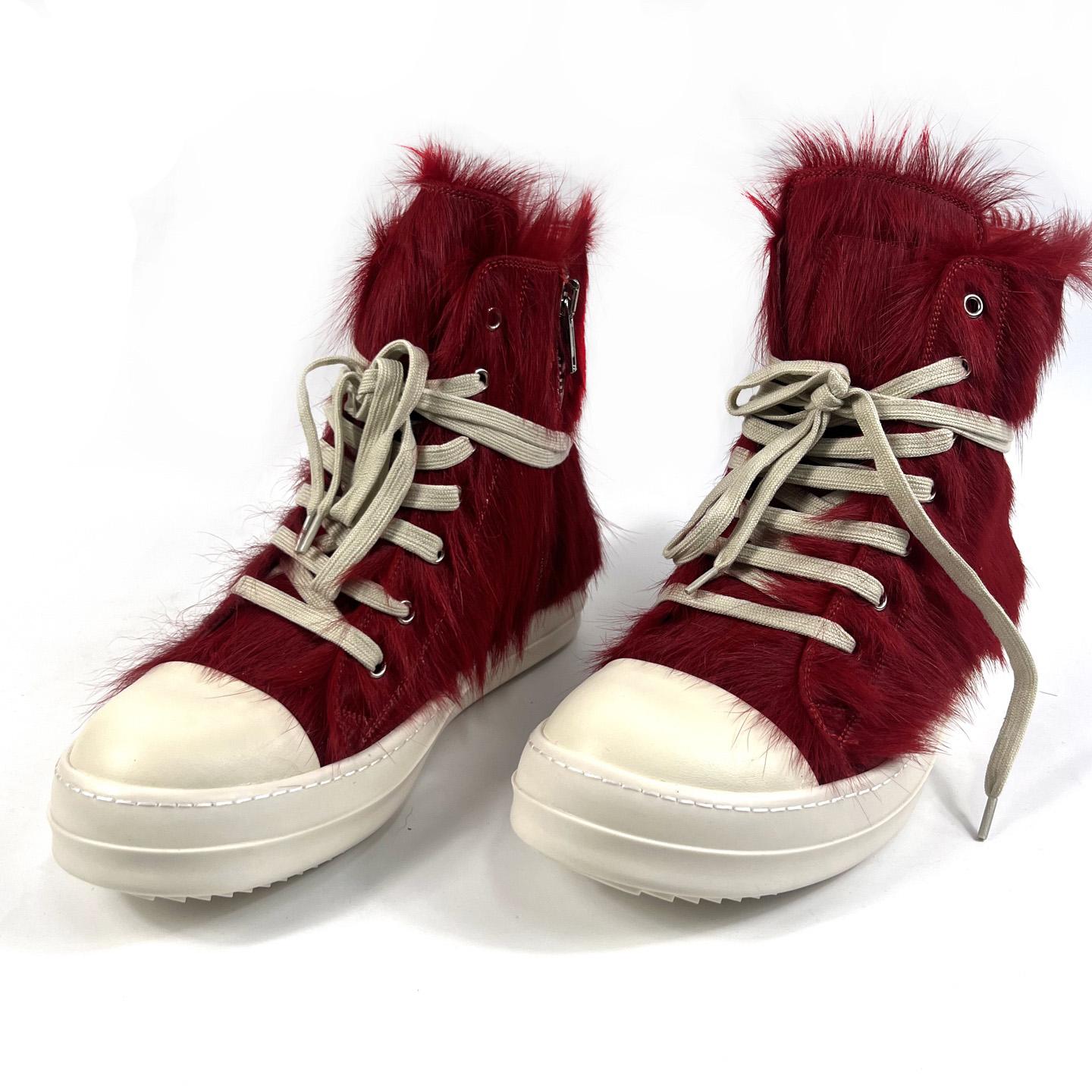 Rick Owens Pony Hair High-top Sneakers - DesignerGu