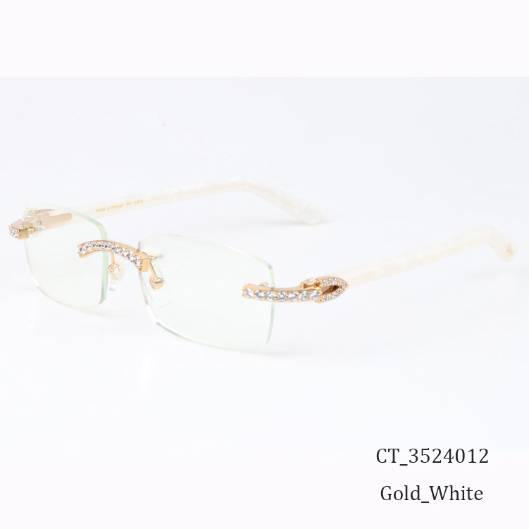 Cartier CT 3524012 Big Diamond Eyeglasses In Gold White - DesignerGu