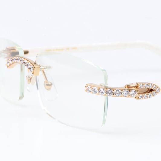 Cartier CT 3524012 Big Diamond Eyeglasses In Gold White - DesignerGu