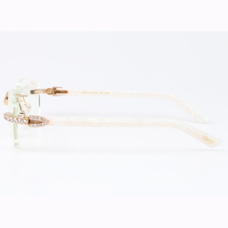 Cartier CT 3524012 Big Diamond Eyeglasses In Gold White - DesignerGu