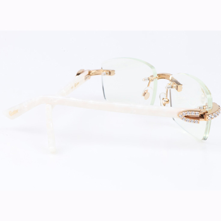 Cartier CT 3524012 Big Diamond Eyeglasses In Gold White - DesignerGu