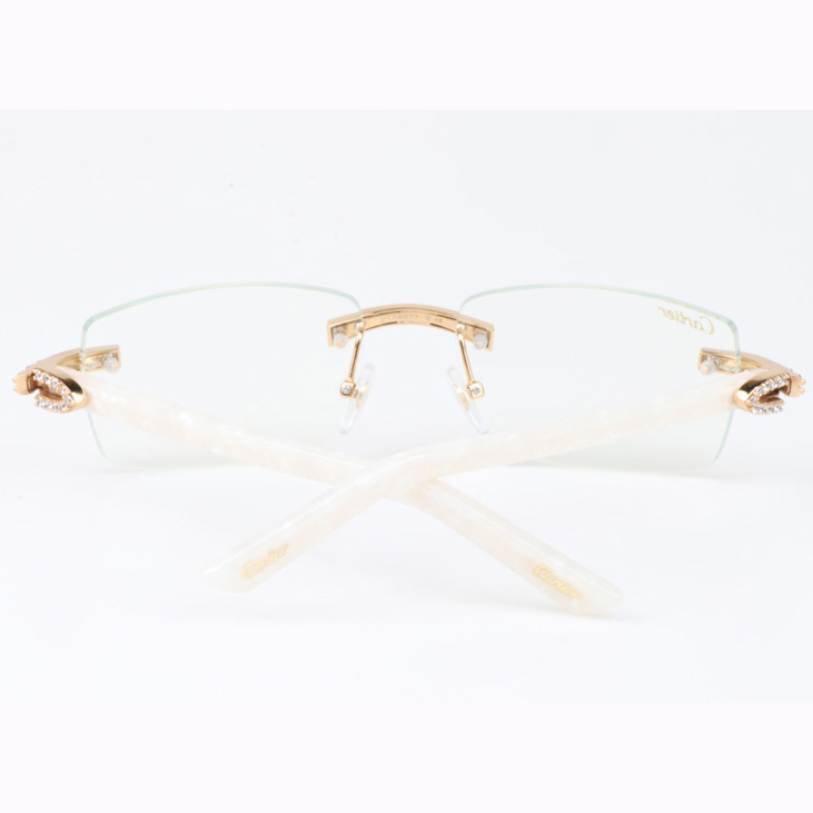 Cartier CT 3524012 Big Diamond Eyeglasses In Gold White - DesignerGu