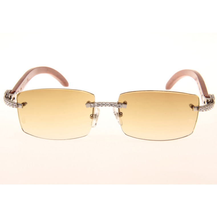 Cartier CT_3524012 Big Diamond Wood Sunglasses In Silver Brown - DesignerGu