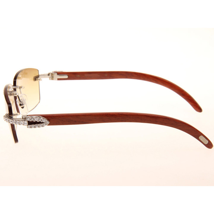 Cartier CT_3524012 Big Diamond Wood Sunglasses In Silver Brown - DesignerGu
