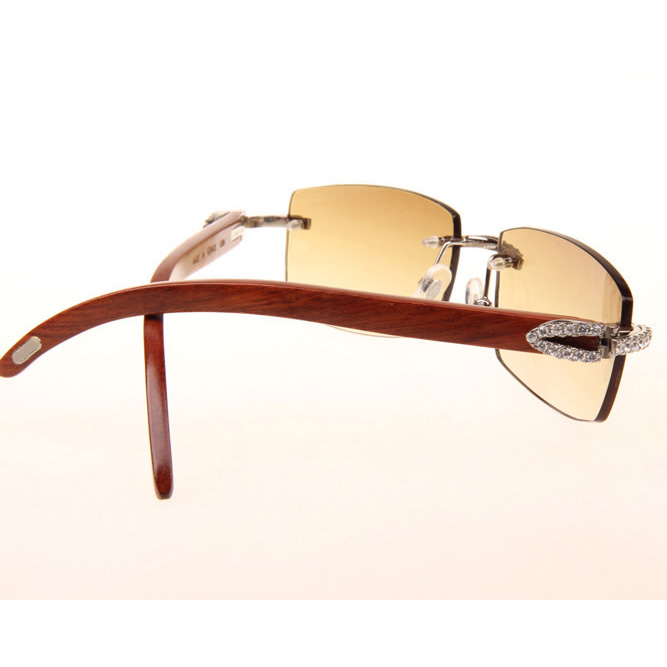Cartier CT_3524012 Big Diamond Wood Sunglasses In Silver Brown - DesignerGu