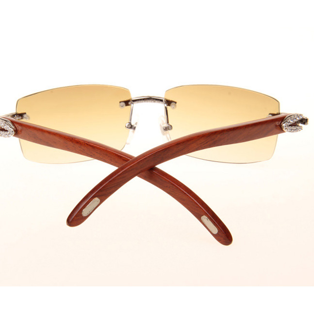 Cartier CT_3524012 Big Diamond Wood Sunglasses In Silver Brown - DesignerGu