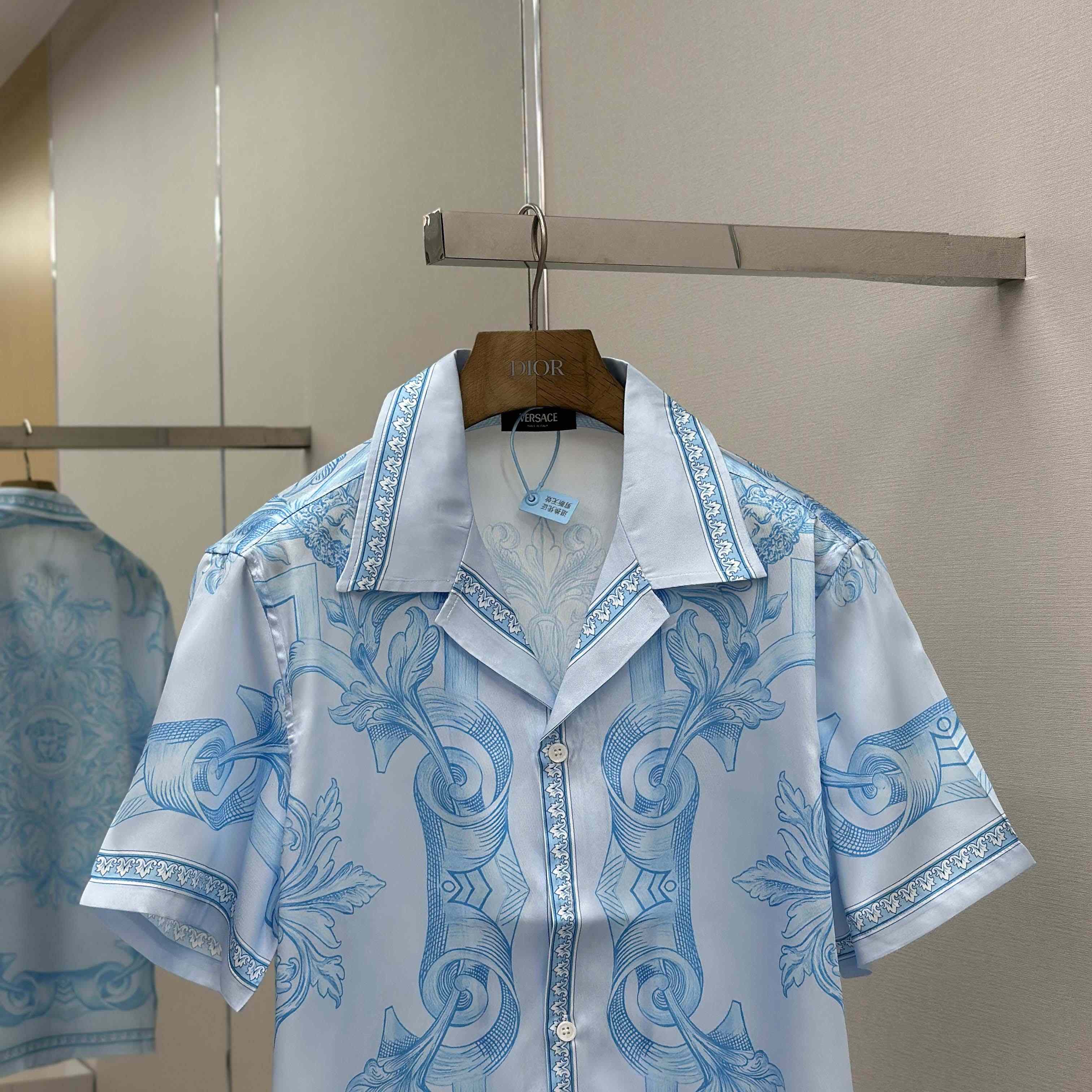 Versace Architectural Baroque Silk Shirt & Silk Shorts - DesignerGu