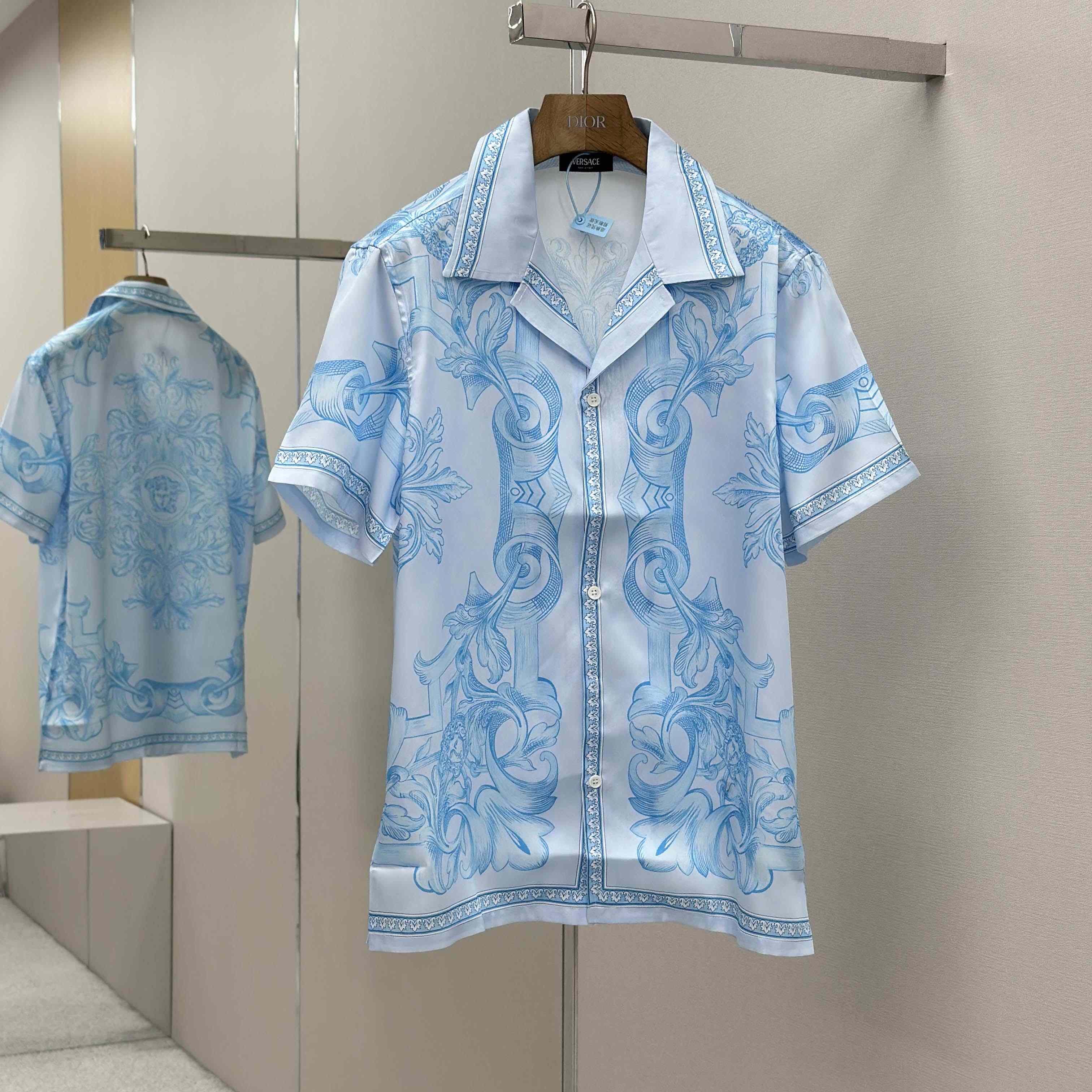 Versace Architectural Baroque Silk Shirt & Silk Shorts - DesignerGu