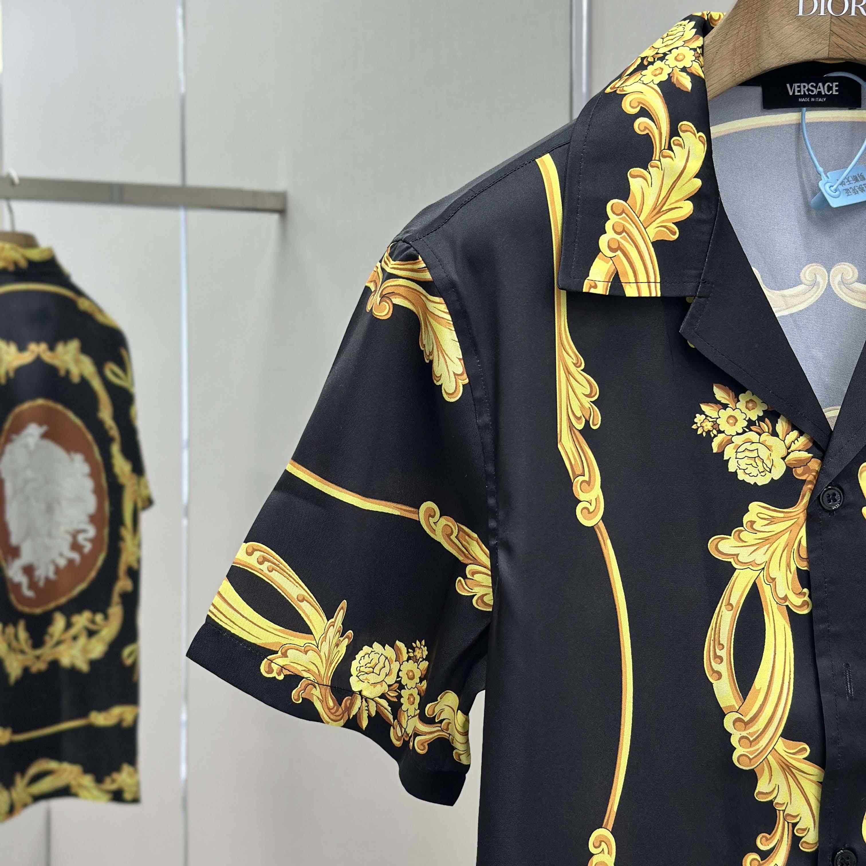 Versace Cameo Silk Shirt & Swim Boardshorts - DesignerGu