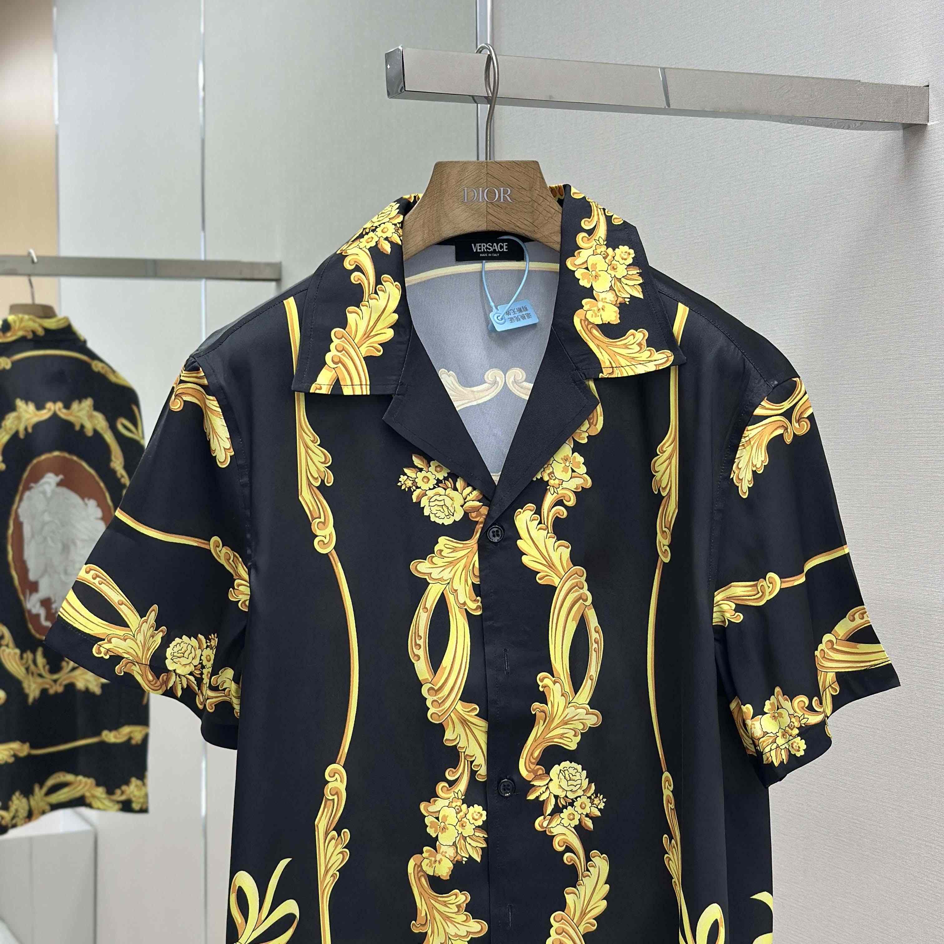 Versace Cameo Silk Shirt & Swim Boardshorts - DesignerGu