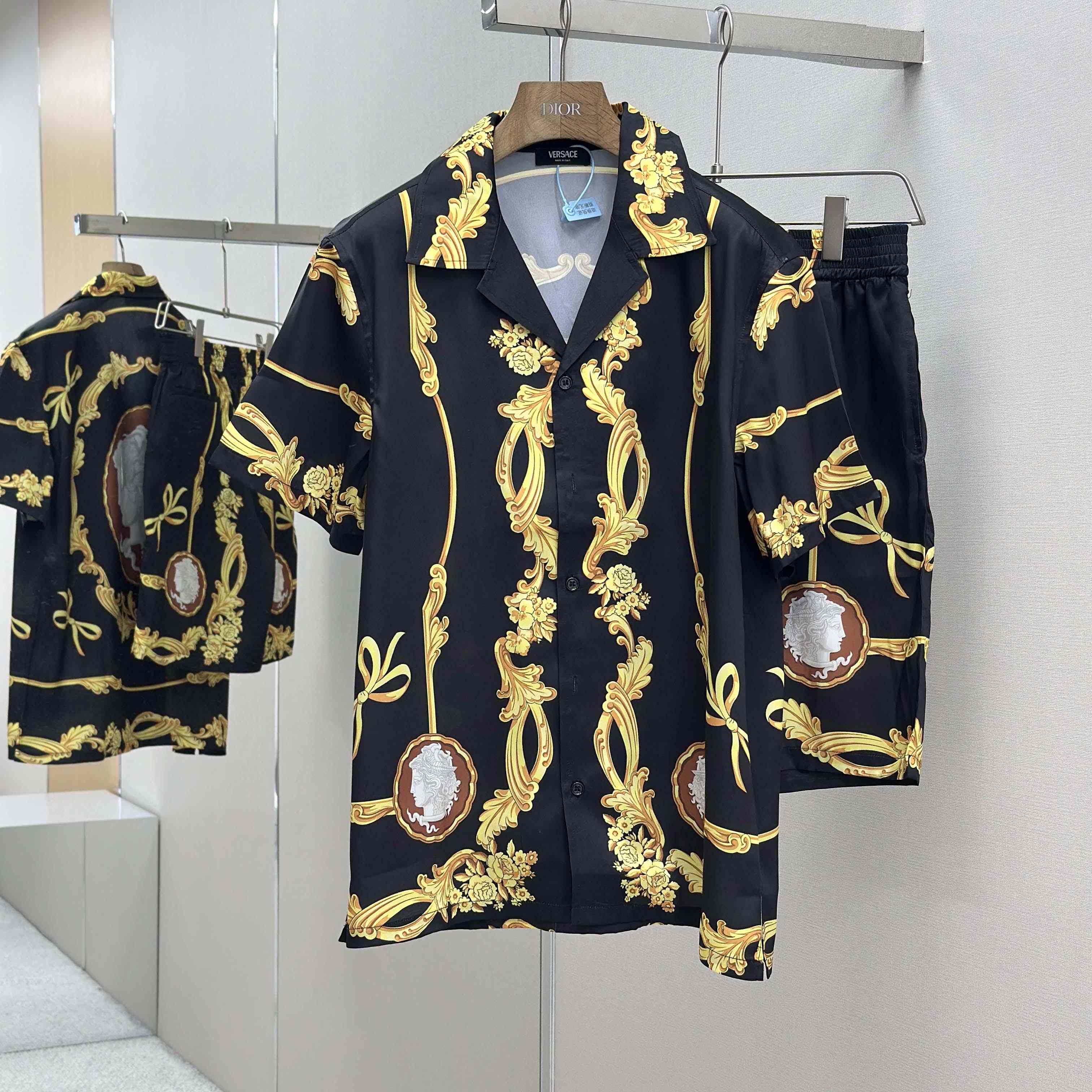 Versace Cameo Silk Shirt & Swim Boardshorts - DesignerGu