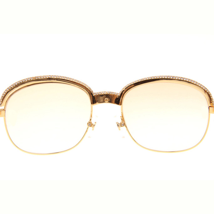 Cartier CT_1116679 Diamond Wood Sunglasses In Gold Brown - DesignerGu