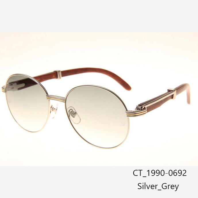 Cartier CT 1990-0692 Wood Sunglasses In Silver Grey - DesignerGu