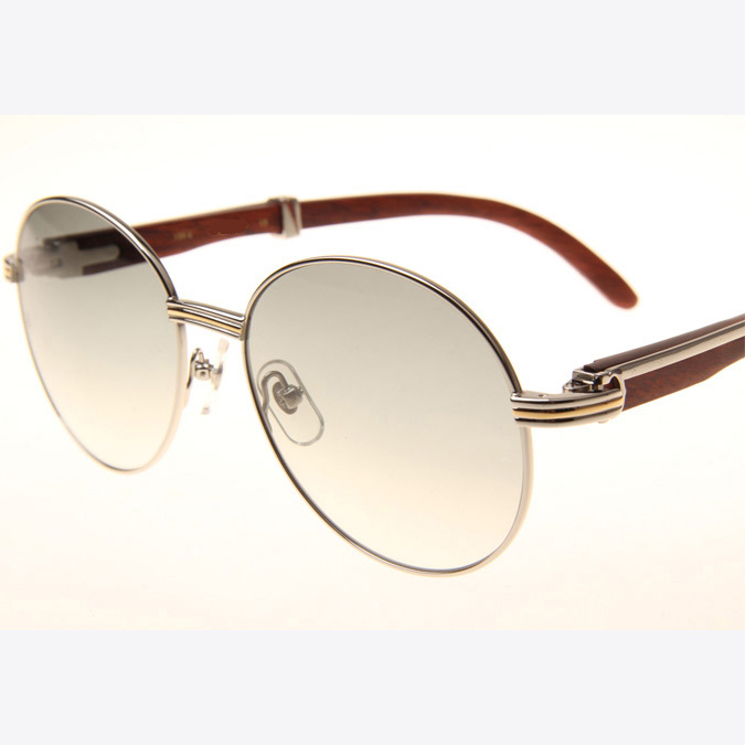 Cartier CT 1990-0692 Wood Sunglasses In Silver Grey - DesignerGu