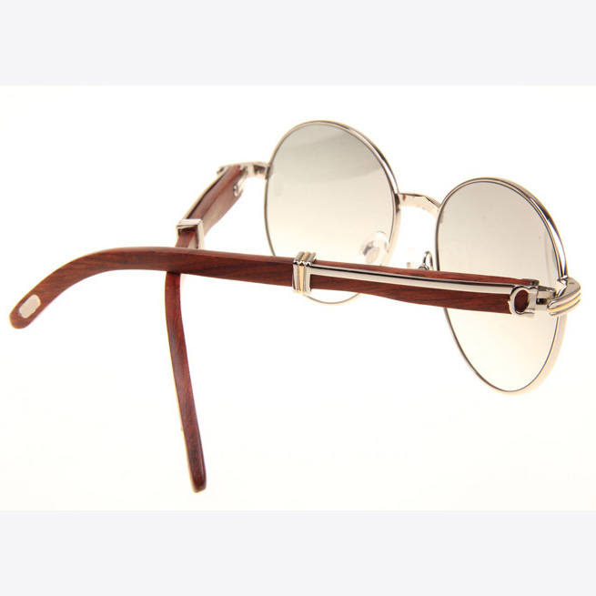 Cartier CT 1990-0692 Wood Sunglasses In Silver Grey - DesignerGu