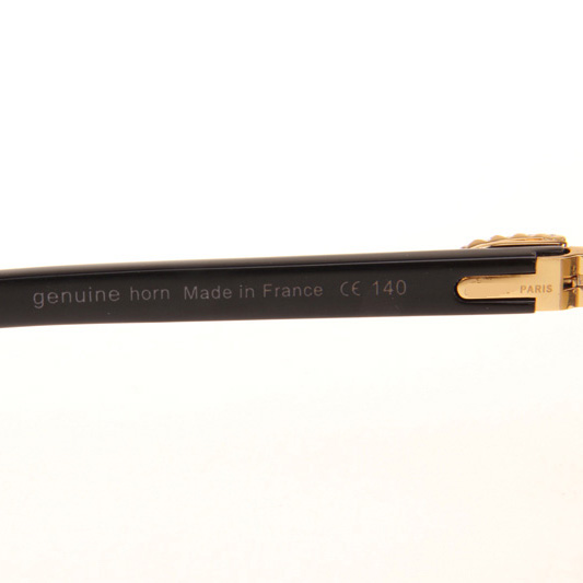 Cartier CT 3524012 Big Diamond Black Buffalo Sunglasses In Gold Brown - DesignerGu