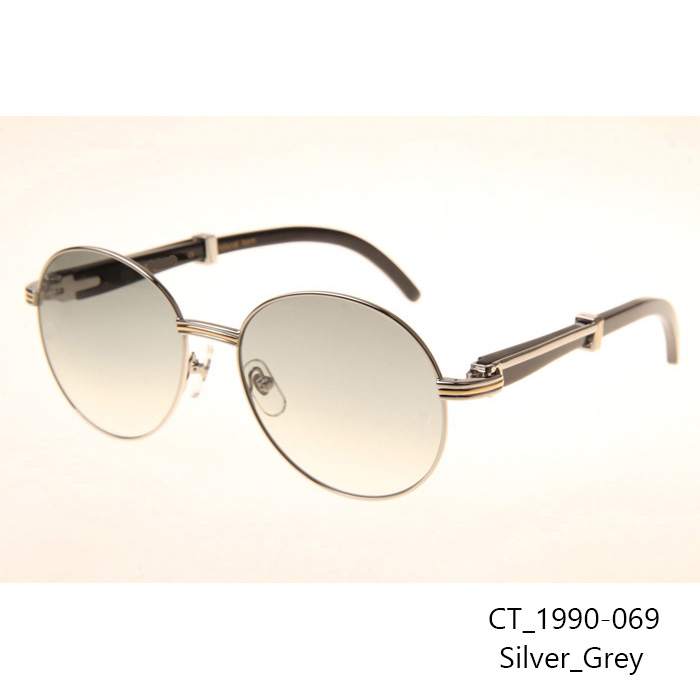 Cartier CT1990-0692 Black Buffalo Sunglasses In Silver Grey - DesignerGu