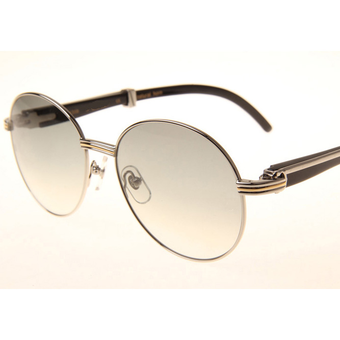 Cartier CT1990-0692 Black Buffalo Sunglasses In Silver Grey - DesignerGu