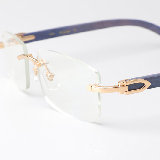 Cartier CT_3524012 Blue Arm Eyeglasses Gold - DesignerGu