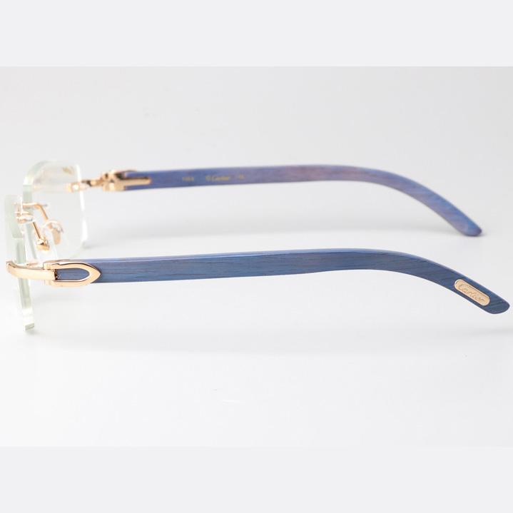 Cartier CT_3524012 Blue Arm Eyeglasses Gold - DesignerGu