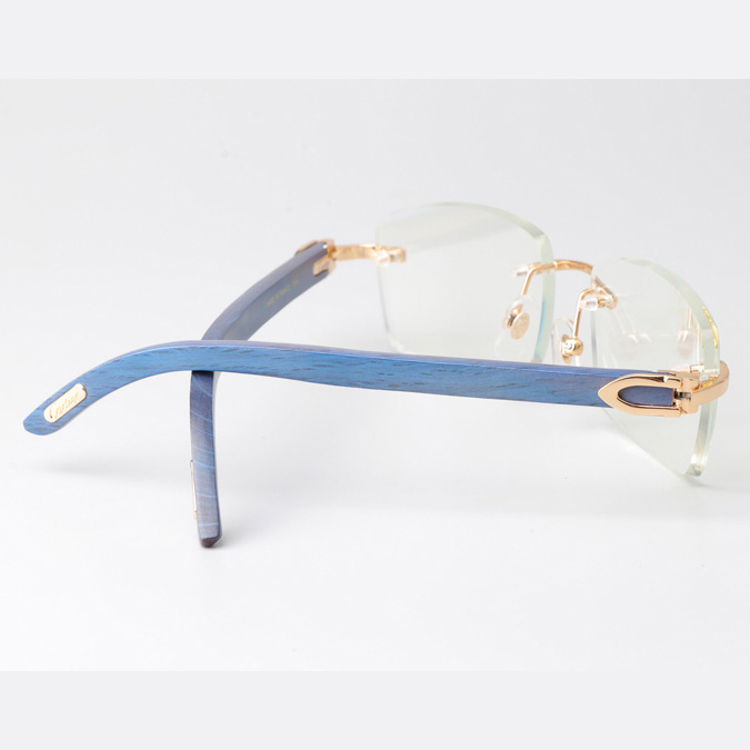 Cartier CT_3524012 Blue Arm Eyeglasses Gold - DesignerGu