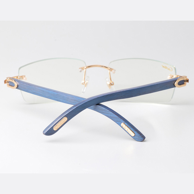 Cartier CT_3524012 Blue Arm Eyeglasses Gold - DesignerGu