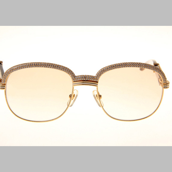 Cartier CT_1116679 Diamond White Mix Black Buffalo Sunglasses In Gold Brown - DesignerGu