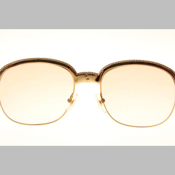 Cartier CT_1116679 Diamond White Mix Black Buffalo Sunglasses In Gold Brown - DesignerGu