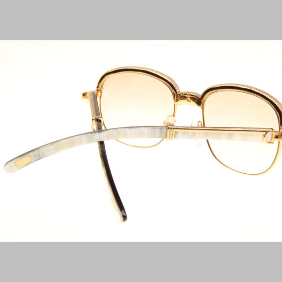 Cartier CT_1116679 Diamond White Mix Black Buffalo Sunglasses In Gold Brown - DesignerGu