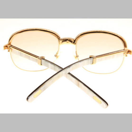 Cartier CT_1116679 Diamond White Mix Black Buffalo Sunglasses In Gold Brown - DesignerGu