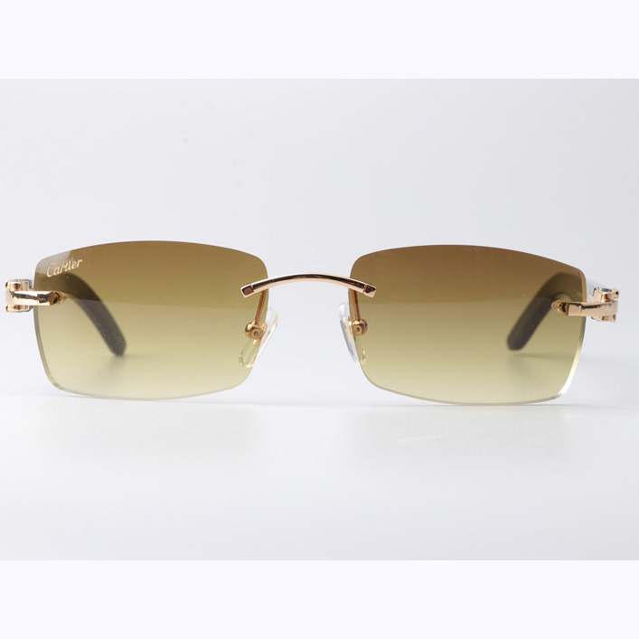 Cartier CT_3524012 Black Buffalo Sunglasses Gold Brown - DesignerGu