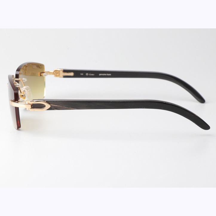 Cartier CT_3524012 Black Buffalo Sunglasses Gold Brown - DesignerGu